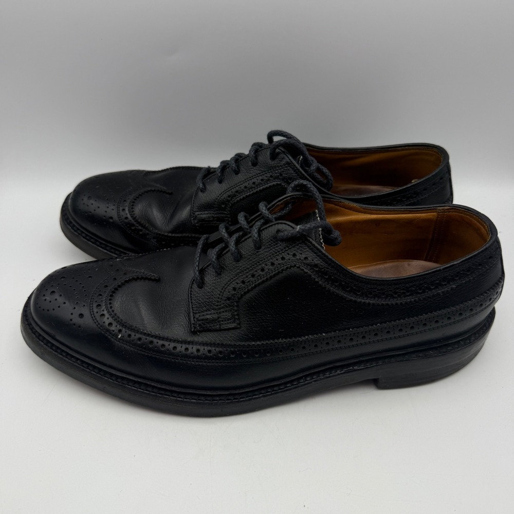 Florsheim Longwing Derby Mens 8.5 D Black Pebble Grain Leather Wingtip Brogue